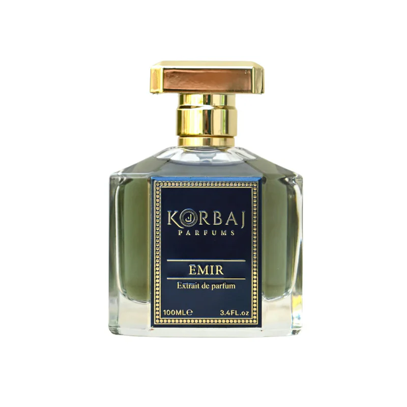 Descubre Korbaj Emir: cuero, violeta y ámbar en una fragancia masculina poderosa y envolvente que transmite sofisticación.