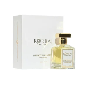 Descubre Korbaj Musky Signature: almizcle blanco, vainilla y flores suaves en una esencia cálida y sofisticada.