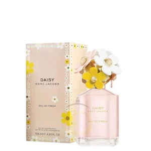 Perfume Daisy Eau So Fresh con margaritas coloridas. Floral frutal.