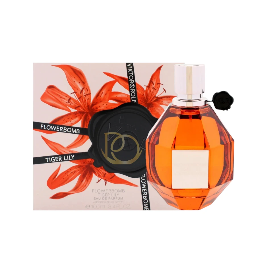 Descubre el Perfume Viktor & Rolf Flowerbomb Tiger Lily, fragancia tropical con coco, lirio tigre y mango que celebra sensualidad y feminidad poderosa.