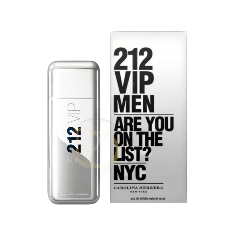Perfume 212 VIP Men de Carolina Herrera: el icónico frasco plateado para el hombre más exclusivo.