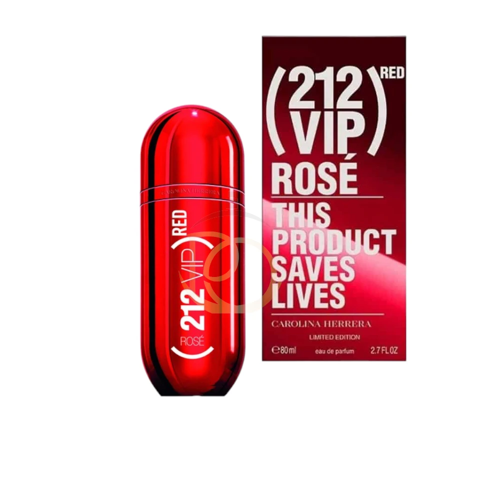 Perfume 212 VIP Rosé Red de Carolina Herrera: frasco rojo icónico para una mujer elegante y audaz.