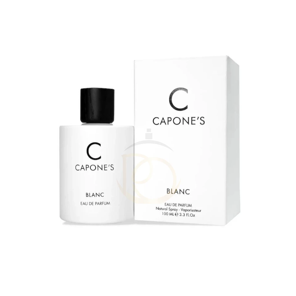 Perfume masculino Blanc Capones envase blanco puro y minimalista. Aroma fresco y cítrico amaderado.