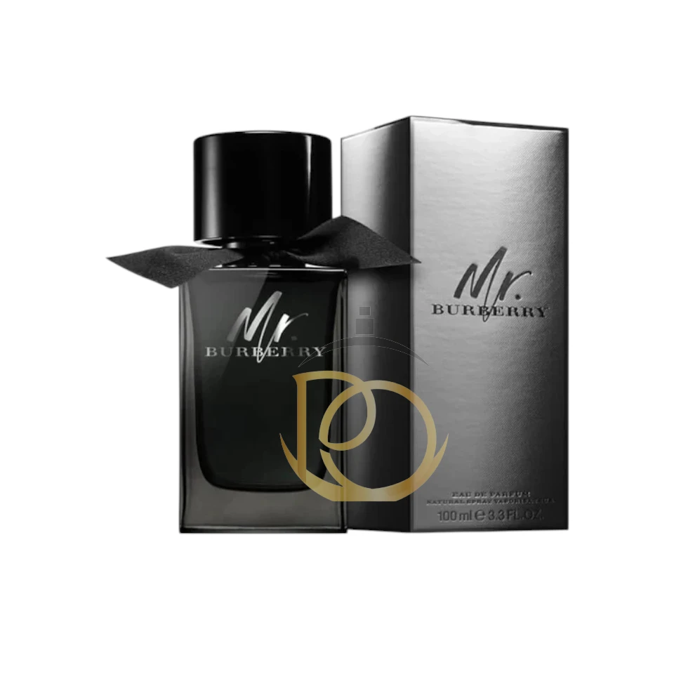 Mr. Burberry EDP: Frasco de vidrio ahumado oscuro con tapa negra. Fragancia Amaderada, intensa y sensual.