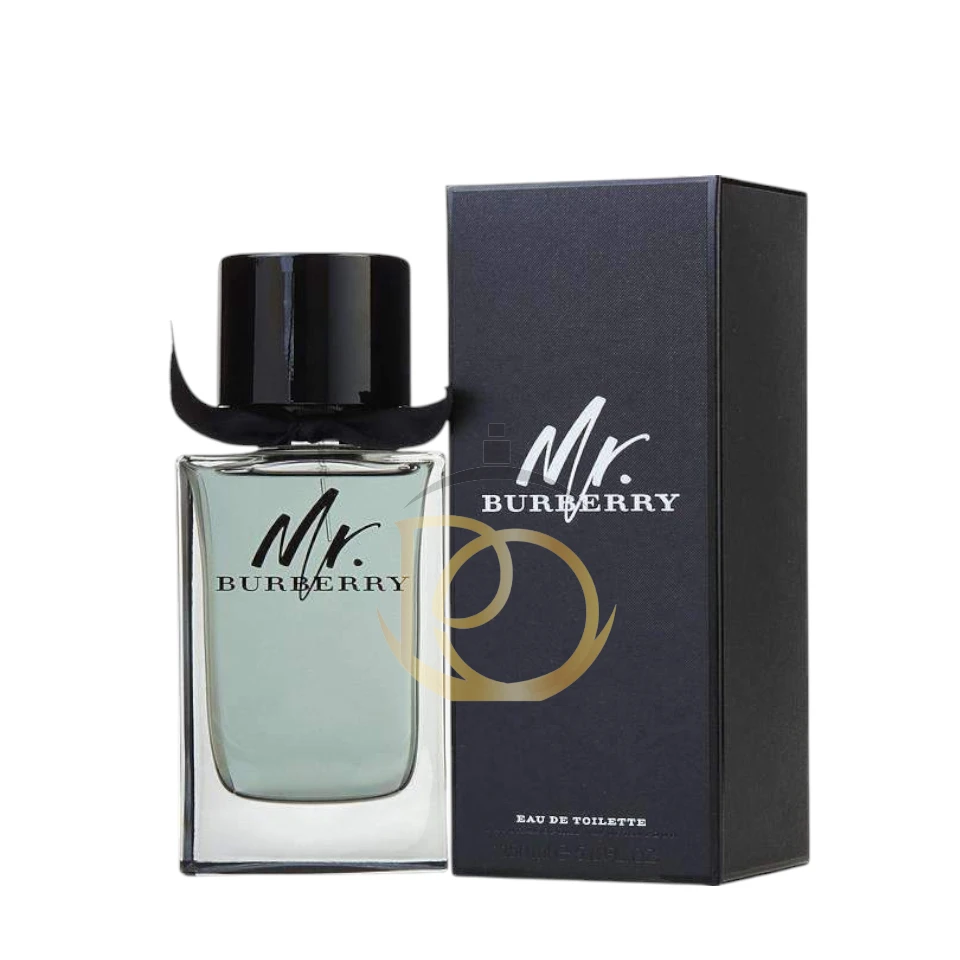 Mr. Burberry EDT: Frasco oscuro con tapa inspirada en gabardina. Fragancia Amaderada Aromática, clásica y masculina.