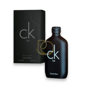 Frasco negro mate icónico del perfume CK Be Calvin Klein EDT con tapa plateada.