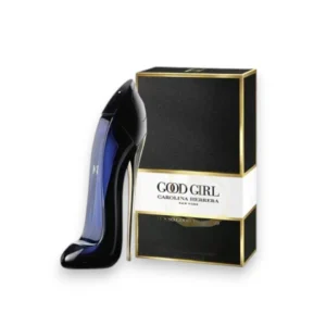 Perfume Good Girl Carolina Herrera EDP frasco icónico de tacón alto azul medianoche.