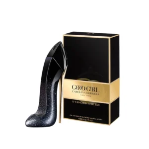 Perfume Good Girl Supreme Carolina Herrera frasco de tacón negro con glitter.