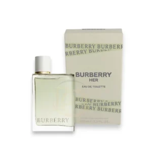 Frasco de cristal opaco con tapón descentrado del perfume Her Elixir de Parfum Burberry, mostrando la intensidad del Elixir.