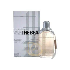 The Beat Burberry: Frasco de vidrio con rejilla plateada. Fragancia Almizcle Floral, vibrante y moderna.