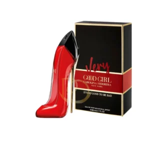 Perfume Very Good Girl Carolina Herrera frasco icónico de tacón alto rojo pasión.