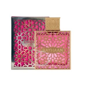 Kiss Rayhaan EDP: sensualidad floral con vainilla y ámbar en un aroma cálido y envolvente.
