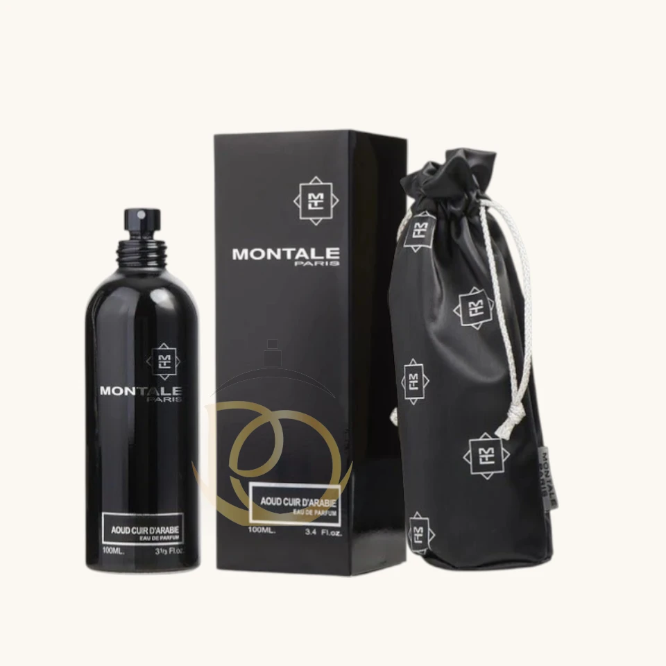 Perfume intenso y elegante con notas de cuero, oud y un fondo cálido de ámbar.