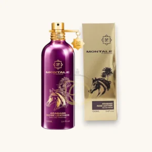 Perfume intenso y elegante con notas de cuero, rosa y un fondo cálido de oud y vainilla.