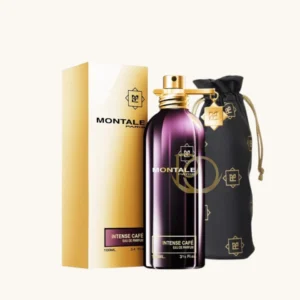 Perfume gourmand-oriental con café, rosa y vainilla, cálido y sofisticado para noches románticas.