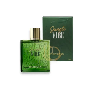 Perfume Jungle Vibe Rayhaan con esencia fresca, floral y amaderada, vibrante y sofisticada.