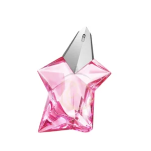 Frasco en forma de estrella rosa neón del perfume Angel Nova Mugler con diseño recargable.