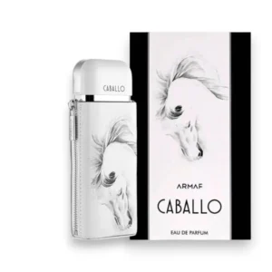 Frasco moderno de Caballo Armaf con acabados metálicos y diseño que evoca fuerza y libertad.