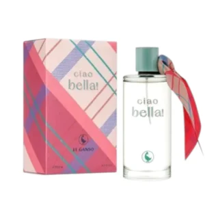 Frasco de El Ganso Ciao Bella con su icónico tapón textil, reflejando frescura y estilo chic.