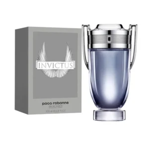 Invictus Paco Rabanne, fragancia masculina fresca y poderosa con notas cítricas, herbales y cálidas.
