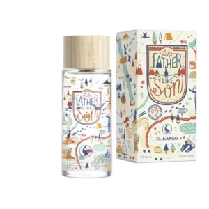 Frasco de Like Father Like Son con detalle textil, el aroma perfecto para compartir entre generaciones.