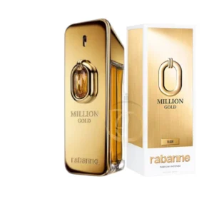 Icónico lingote de oro de Million Gold Elixir Parfum Intense con el detalle del eslabón XL.