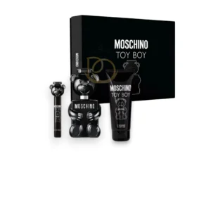 Estuche de 3 piezas Moschino Toy Boy con el icónico osito negro lacado y productos de cuidado.