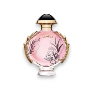 Diseño floral y romántico del frasco de Olympea Blossom EDP Florale reflejando elegancia femenina.