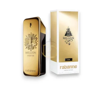 Frasco dorado de 1 Million Elixir EDP Intense resaltando su diseño de lingote y esencia opulenta.