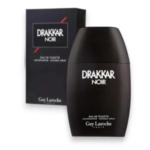 Frasco de Drakkar Noir EDT 200Ml en su icónico diseño negro, ideal para una elegancia duradera.