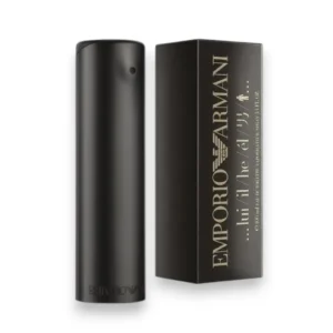 Perfume Emporio Armani Lui con notas de cardamomo, vetiver y sándalo, elegante y masculino.