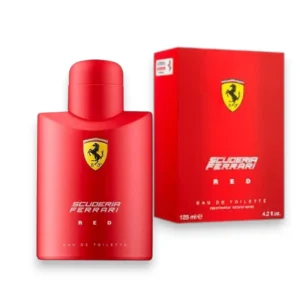 Perfume Ferrari Scuderia Red: frasco rojo icónico, fragancia fresca y deportiva para hombre.