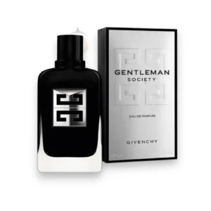 Frasco negro lacado de Gentleman Society Givenchy con el icónico logo 4G en relieve plateado.
