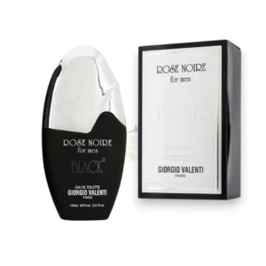 Perfume Giorgio Valenti Rose Noire Black con notas de rosa, ámbar y almizcle, elegante y femenino.