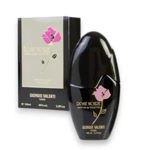 Perfume Giorgio Valenti Rosa Negra con notas de rosa, ámbar y almizcle, elegante y femenino.