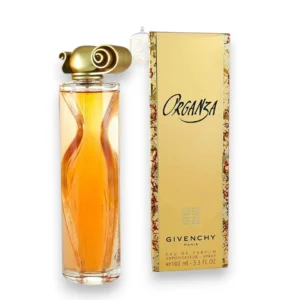 Frasco escultural de Givenchy Organza que evoca la silueta femenina y la elegancia de la alta costura.