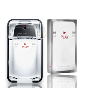 Frasco de Givenchy Play con su innovador diseño inspirado en un reproductor digital minimalista.