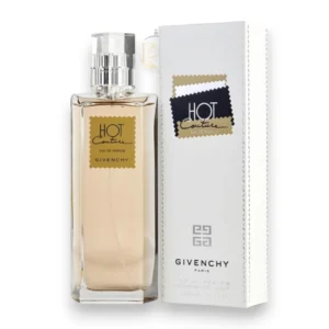 Frasco estilizado de Hot Couture EDP con su diseño elegante y el cálido tono ámbar de su esencia.