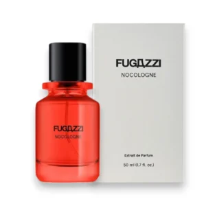 Perfume Nocologne de Fugazzi, frasco minimalista que contiene una fragancia cítrica de alta potencia.