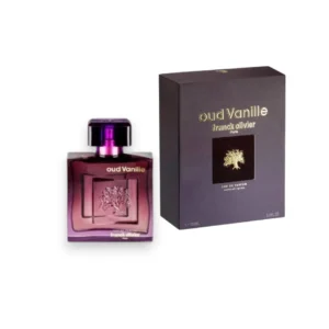 Perfume Franck Olivier Oud Vanille: frasco con relieve, fragancia cálida de vainilla y oud.
