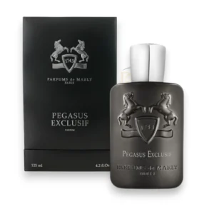 Imponente frasco de Pegasus Exclusif, un perfume que define la fuerza y el refinamiento masculino.