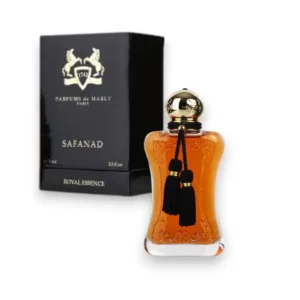 Frasco majestuoso de Royal Essence Safanad, la máxima expresión de la elegancia floral y el lujo.