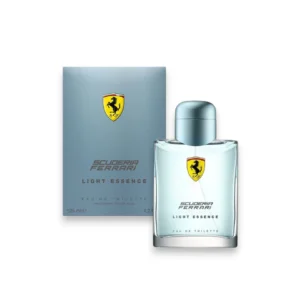 Ferrari Scuderia Light Essence, fragancia masculina fresca y dinámica con cítricos, flores y cedro.