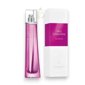 Elegante frasco estilizado de Very Irresistible EDP mostrando su degradado rosa intenso y brillante.