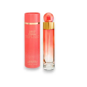 Elegante envase de 360° Coral EDP 100ML Dama destacando su color coral y diseño minimalista icónico.