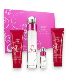 360° Pink Gift Set Estuche PZS, fragancia femenina fresca, floral y cálida, ideal para regalo.