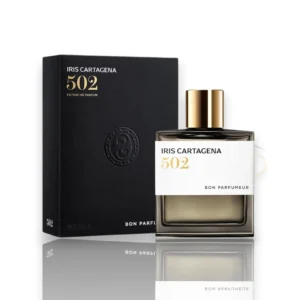 Diseño minimalista de Bon Parfumeur Iris Cartagena 502, la esencia pura de la sofisticación tropical.
