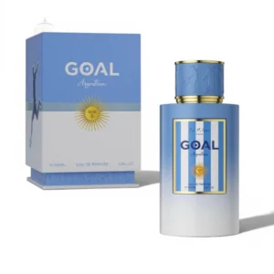 Frasco de perfume masculino con diseño deportivo y robusto en acabados oscuros y detalles de calidad. Tierra De tu Marido Messi