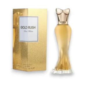 Frasco de Gold Rush EDP con su espectacular diseño de silueta femenina y un tono dorado deslumbrante.