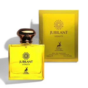 Frasco de perfume con un diseño cilíndrico limpio, moderno y detalles minimalistas en tonos claros.